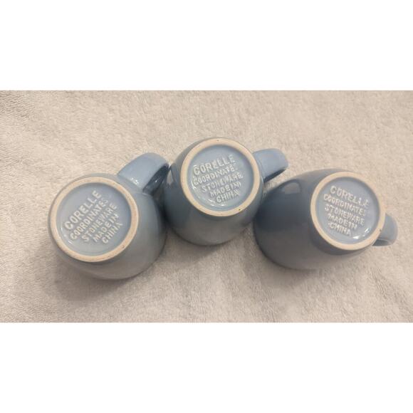 Corelle Stoneware Light Blue Periwinkle Mugs, Set of 3 - Picture 3 of 4